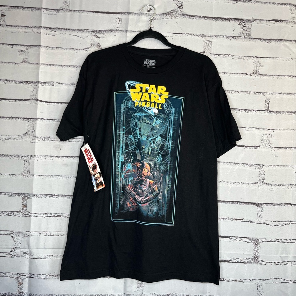 Star Wars Pinball Black Short Sleeve Graphic T Shirt SZ L NWT Streetwear 90s Y2K